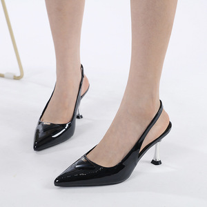 Zapatos de mujer: Nuevas <span class=keywords><strong>sandalias</strong></span> de tacón de aguja con punta, estilo francés, con talón triangular y correa trasera, ideales <span class=keywords><strong>para</strong></span> jóvenes con temperamento. - Product Image 5
