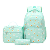 Sac à dos scolaire pour élèves du primaire, best-seller transfrontalier 2025, ensemble trois pièces à motif chrysanthème, grande capacité, polyester, dessin animé