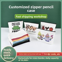 Trousse à crayons en toile personnalisable grande capacité avec fermeture éclair, organiseur universel de cosmétiques et sac de maquillage