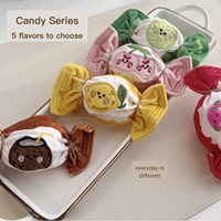Jouet pour chien en peluche durable, motif fruits, forme bonbon coréen mignon, avec compartiment pour friandises, balle à picots couineuse pour usage intérieur