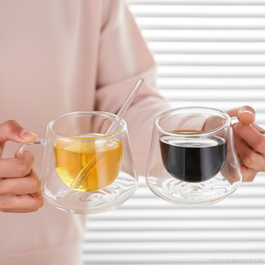 Taza de Café Reutilizable de Doble Pared de Vidrio Moderno, Apta para <span class=keywords><strong>Microondas</strong></span> y Lavavajillas, para Uso en Campamentos y Regreso a Clases - Product Image 4