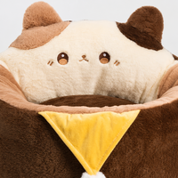 YAOYUE Calico Cat Deep Sleep Nest Plush Donut Cat Bed with Cat Face Headrest PP Cotton Filling Non-Removable Cover S/M