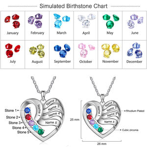 Personalizado regalo personalizado 925 plata esterlina mejores amigos corazón colgante collar piedra de nacimiento clásico para madre mejor amigo - Product Image 2