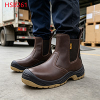 Sepatu Keselamatan Kerja LXG, Irlandia Hua Singh Chestnut Brown Chelsea, Anti-Tusuk & Anti-Benturan, dengan Tarikan Penarik HSB261