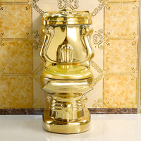 Ensemble de toilettes en céramique dorée de style européen de luxe, WC à deux pièces, lavage à jet d'eau