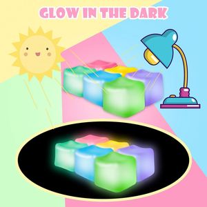 ลูกบาศก์คลายเครียดเรืองแสงในที่มืด ของเล่นบีบสำหรับวัยรุ่น ผู้ใหญ่ เด็ก ของเล่นบีบเนื้อนุ่มพิเศษ ของเล่นบีบรูปทรงก้อนน้ำแข็ง - Product Image 5