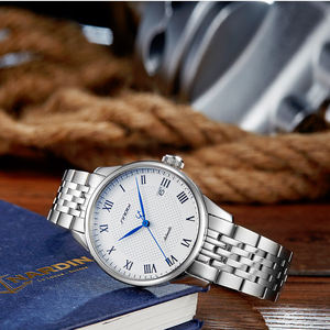 SINOBI <span class=keywords><strong>Orologi</strong></span> <span class=keywords><strong>Automatici</strong></span> di Lusso da <span class=keywords><strong>Uomo</strong></span> in Acciaio Inossidabile, Orologio Meccanico Classico da Polso S1246G - Product Image 4