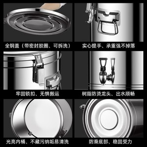 Cubo Redondo Aislado de Acero Inoxidable de 20L con Tapa con Hebilla para Almacenamiento de Alimentos, Regalo Empresarial, Uso Comercial - Product Image 5