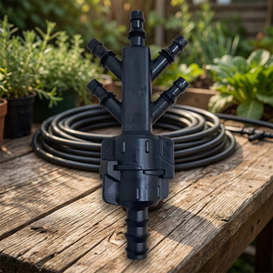 5-Way <b>Hose</b> <b>Splitter</b> Connector 1/2 Inch Barb Plastic Garden Irrigation Water Manifold Built-in Filter PE <b>Pipe</b> Compatible Easily - Product Image 2