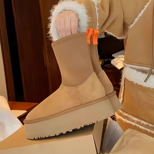 Luxury Brand Women's <b>Winter</b> Snow <b>Boots</b> Comfortable Soft Suede Fur Thick Heel <b>Ankle</b> Height Waterproof Warm Leather Shaft EVA - Product Image 6