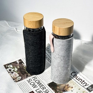 Vendita calda doppia parete frutta <span class=keywords><strong>infusore</strong></span> di tè di vetro coperchio di bambù palestra classica tazza per bere - Product Image 2
