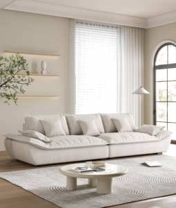 Ensemble de canapé modulaire contemporain minimaliste canapé confortable pour salon couleur unie cuir véritable pour villas - Product Image 3