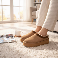 Bottines pour femmes en cuir fendu et peau de mouton, semelle extérieure en EVA respirante et antidérapante, doublure chaude en peau de mouton pour une sensation pieds nus