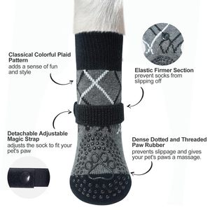 2025 paquete de 4 calcetines personalizados para perros y mascotas, suministros antideslizantes, calcetín transpirable para perros con patrón de correas, personalización del paquete - Product Image 3