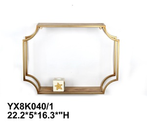 Modern <strong>Gold</strong> Chinese Iron Metal <strong>Wall</strong> <strong>Shelf</strong> Living Room Farmhouse and Apartment Book Storage Hanging Decorative <strong>Wall</strong> Decor <strong>Shelf</strong> - Product Image 2