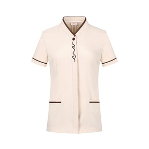 Tenue <span class=keywords><strong>de</strong></span> travail respirante en coton gaufré à manches courtes et coupe ajustée pour le personnel d'entretien hôtelier – Idéale <span class=keywords><strong>printemps</strong></span>-été - Product Image 6