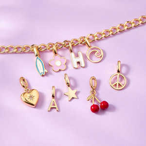 18K colore oro alla moda catena a maglie fai da te in acciaio inox moda collana pendente con amore di cristallo forno sottovuoto placcatura - Product Image 2