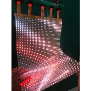 Kapalı yumuşak şeffaf yapıştırıcı süper ince LED ekran P10 esnek Led şeffaf Film ekran