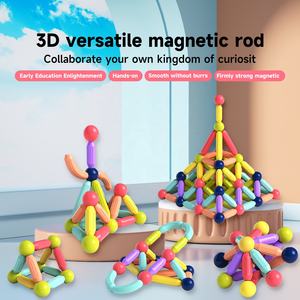 Ensembles de blocs de <span class=keywords><strong>construction</strong></span> magnétiques 3D personnalisés, 66 pièces, jeux de <span class=keywords><strong>construction</strong></span> pour enfants avec tiges magnétiques de couleur, boules certifiées CPC - Product Image 2