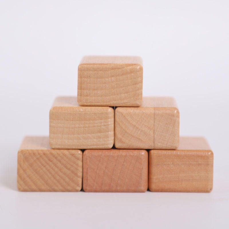 4x3x2cm Beech Wood Cube Square DIY Construction Block Toy Single