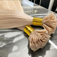 100% cheveux humains plat 100% extension de cheveux humains Remy russe en gros extrémité épaisse kératine plat U Nano I pointe Extensions de cheveux