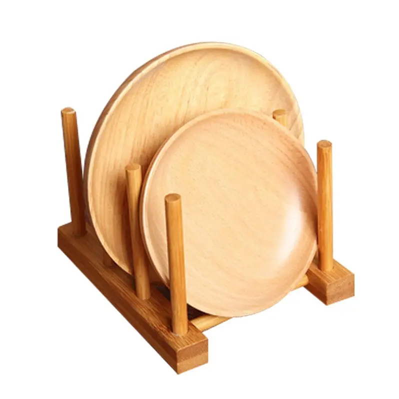 Rack de armazenamento de placa de bambu, rack ecológico artesanal para secagem de prato de bambu, cozinha
