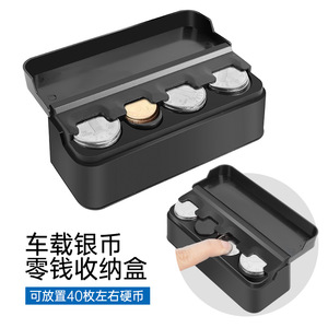 Car Coin <b>Holder</b> 11.5x4x3.8cm Plastic Storage Box For Car And Home Use With 4-7 Compartments Black Color - Product Image 1