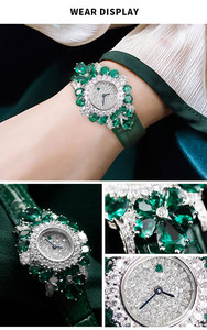 Personalizado Moissanite Exactime Relojes de cuarzo Diamantes Zirconia Relojes Elegancia Verde Mujeres Reloj de cuarzo Proveedor - Product Image 4