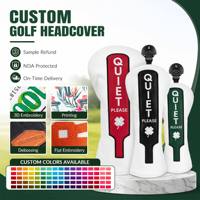 Haute qualité broderie 3 bois Golf Club couvre-chef en cuir Pu Golf pilote tête couverture bande élastique