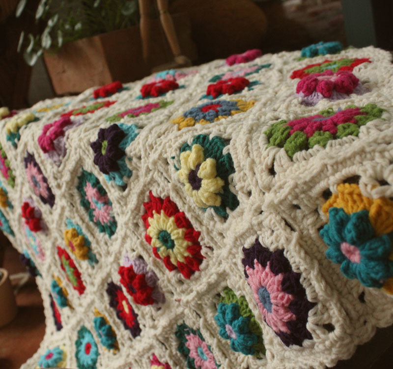 Y-F 80*60 Vintage Rétro boho crochet afghan mamie fleur décoratif confort jeter couvertures pour la décoration intérieure