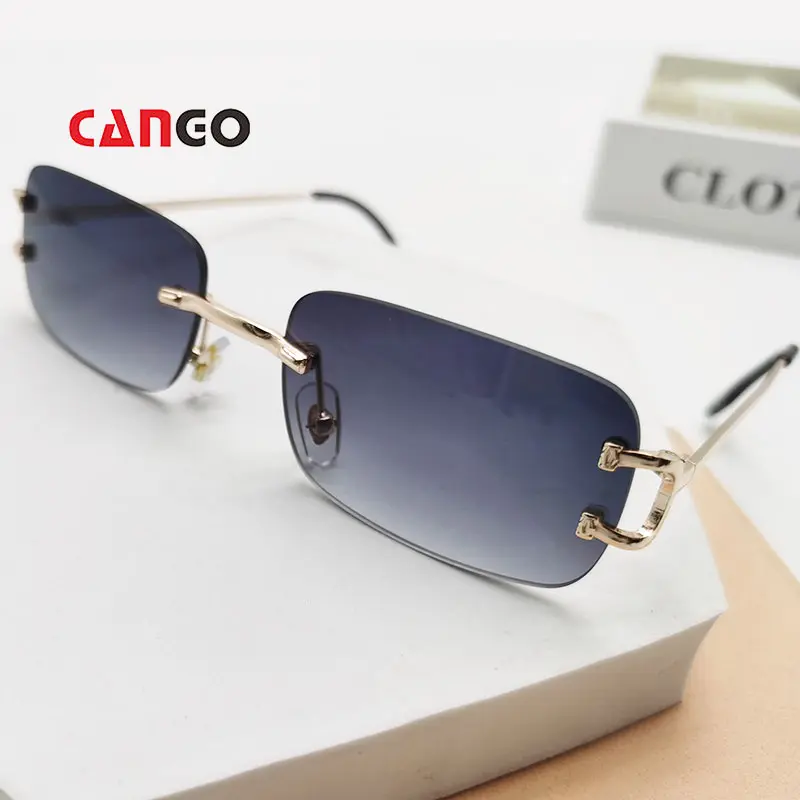 Luxury brand designer sunglasses rectangle rimless women men sun glasses