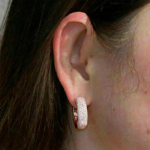 Orecchini di Lusso in Oro Rosa con Diamanti, Taglio Brillante Rotondo, Colore H, Diamanti Naturali, Gioielli da Donna per Uso Quotidiano - Product Image 5