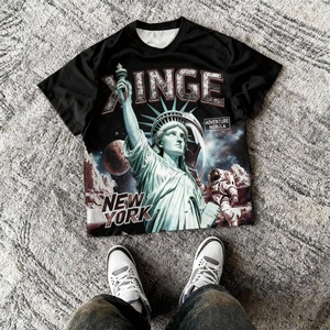 เสื้อยืดผู้ชายทรงบ็อกซี่พิมพ์ลายดิจิทัลสไตล์วินเทจแบบครอปตัวใหญ่ทรงฮิปฮอปคุณภาพสูงสำหรับฤดูร้อนปี 2026 รุ่นใหม่สไตล์ดาร์กโกสต์ - Product Image 2