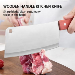 أفضل سعر سكين طاه 7 بوصة سكين اللحم الساطور الفولاذ المقاوم للصدأ مع مقبض خشبي مفرمة عظمية للخدمة الشاقة للجزارة - Product Image 6