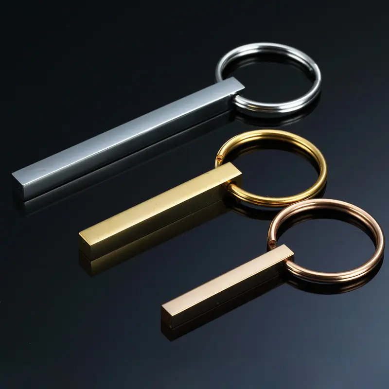 Özel Logo boş paslanmaz çelik Stereo Bar anahtarlık Metal hediye turistik hediyelik eşya anahtarlık toptan