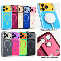 Coque en silicone effet tissu avec collision de couleurs et toucher doux pour iPhone 18 17 16 15 14 13 12 11 Pro Max Plus 18 Pro 17 Air, avec support magnétique