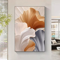 Peinture murale moderne de paysage avec feuilles de ginkgo, peinture en porcelaine de luxe encadrée avec cristaux pour la décoration du salon