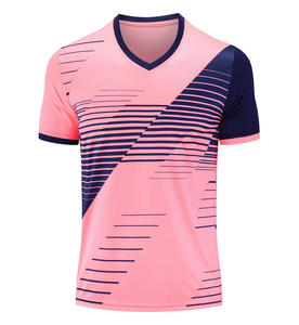 Camiseta Deportiva de Punto para Hombre, Cuello en V, Manga Corta, Secado Rápido, Diseño Geométrico Verde y Blanco, Corte Regular - Product Image 1