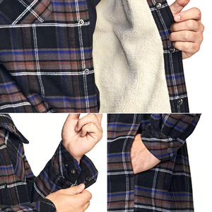 Men's Long Sleeve Vintage Mens Polar <strong>Fleece</strong> Flannel <strong>Shirt</strong> Jacket Fitted Plaid Heavy <strong>Lined</strong> Flannel <strong>Shirt</strong> Jacket for Men - Product Image 6