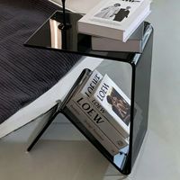 Mesa Auxiliar de Acrílico Transparente Resistente, Estilo Nórdico Moderno Minimalista, Pequeña y Multiusos, para Apartamentos Pequeños y Sofás