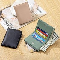 Dompet Kulit Asli OEM/ODM, Tas Kartu, Model Sederhana, Penjepit Uang Lipat, Kulit Sapi Berkualitas Tinggi, Dompet Pria dan Wanita