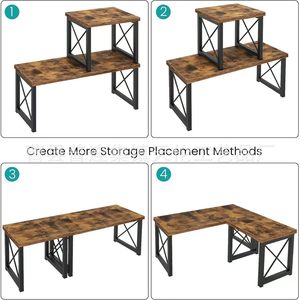 Cross-border wooden desktop <b>shelf</b>, adjustable small bookshelf, stackable desktop stand, simple wooden kitchen storage <b>rack</b> - Product Image 3
