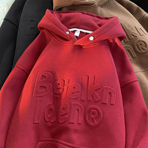 เสื้อฮู้ดไหมพรมผู้ชายแบบสั่งทำขายดีที่สุด รุ่นหรูหรา ทรงปกติ พิมพ์โลโก้ลายนูน ผ้าฝ้าย 100% คอปกแบบมีฮู้ด - Product Image 2