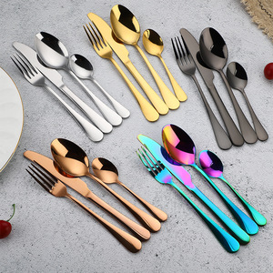 Juego de Cubiertos de Acero Inoxidable de 24 Piezas, Cuchillo, Tenedor y Cuchara Chapados en Oro, Vajilla Occidental, Juego de Regalo de Boda, Empaquetado en Caja Rectangular - Product Image 3