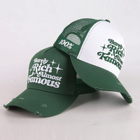 Gorras de Béisbol Estilo Camionero Personalizadas de 5 Paneles con Malla Lisa, Bordado y Efecto Desgastado