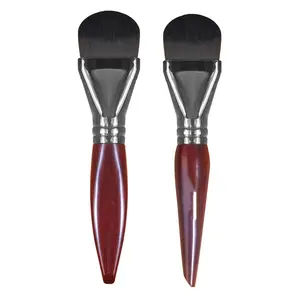 Red wooden ultra-thin widen flat head tongue foundation bb cream brush mask makeup brush