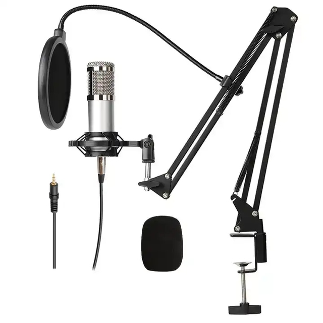 CE Certified Desktop Wired Condenser Microphone Cardioid Metal Shock Mount XLR 3.55mm Connection DSP Chip Technology Interview