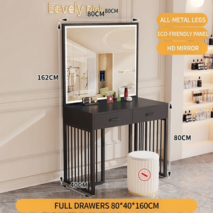 Mesa de Maquillaje LED con Espejo Iluminado, Escritorio Profesional con Cajones para Salón, Tienda de Novias, Estudio y Maquilladores - Product Image 6