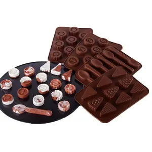 不粘巧克力模具设计烘焙心形几何迷你硅胶3d装饰软糖工具蛋糕模具