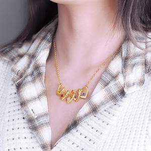 Zwölf Geburtsstein-Halskette mit Herzanhänger, neu, vergoldeter Edelstahl, Schmuck, Muttertagsgeschenk, mit Perle als Hauptelement - Product Image 3